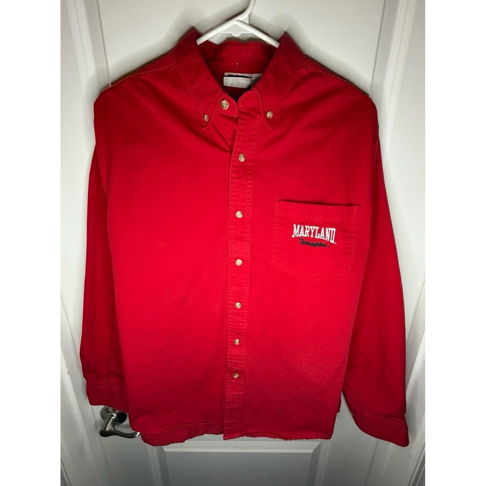 Vintage 90's Maryland Terrapin Terps Embroidered Button Down Long Sleeve Shirt